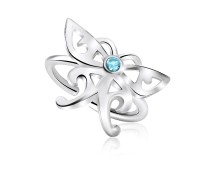 Cute Butterfly with Stone Silver Ear Cuff EC1-10